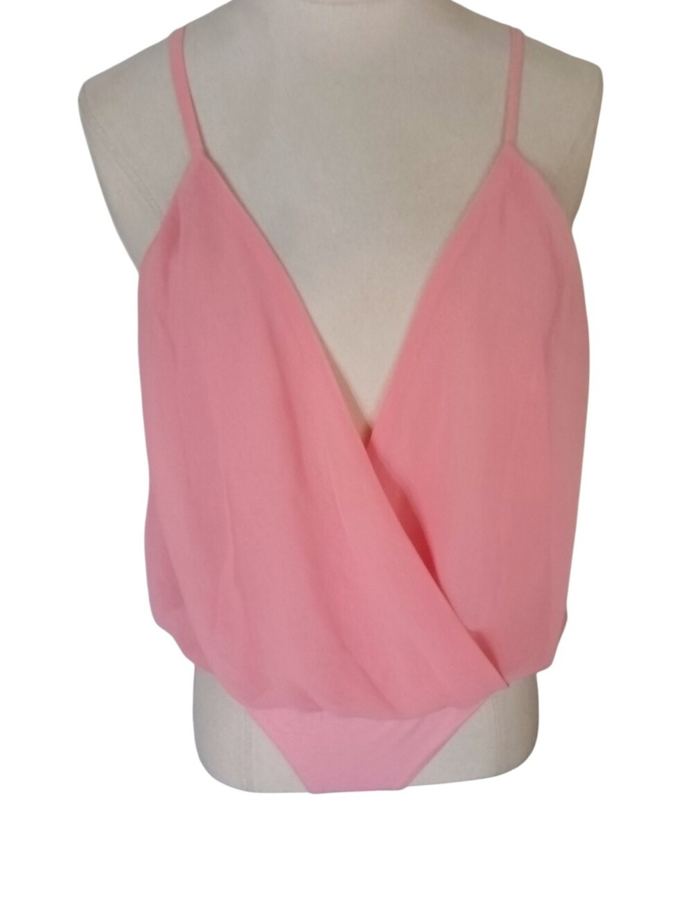 Hot & Delicious Soft Pink Surplice Deep-V Snap Bottom Bodysuit Size S